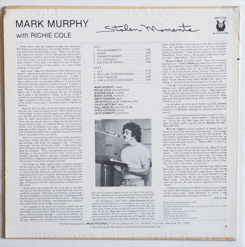 Mark Murphy - Stolen Moments (LP, Album) (VG+)