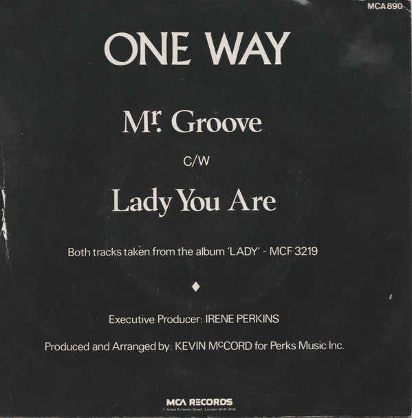 One Way : Mr. Groove / Lady You Are (7")