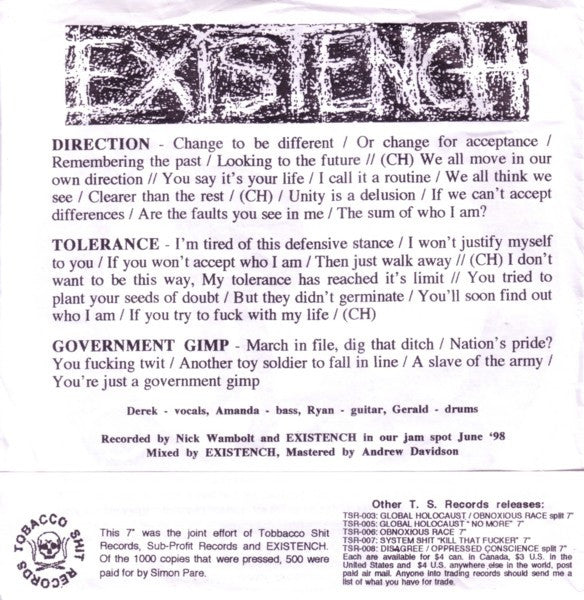 Existench / The Chitz : Government Gimp / Unlearn (7", EP)