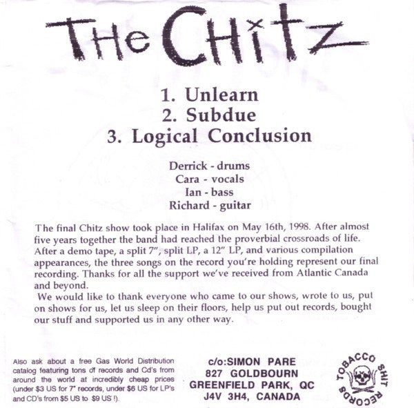 Existench / The Chitz : Government Gimp / Unlearn (7", EP)