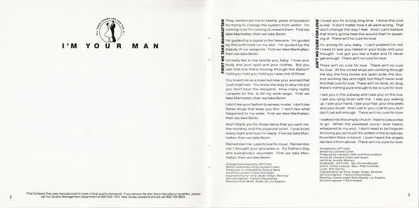 Leonard Cohen : I'm Your Man (CD, Album, RP)