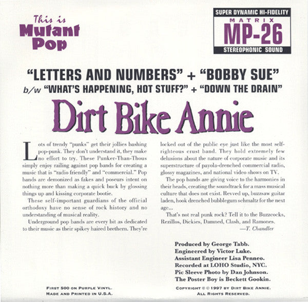 Dirt Bike Annie : Choco-Berri Sugar Pops! (7", EP, Ltd, Pur)