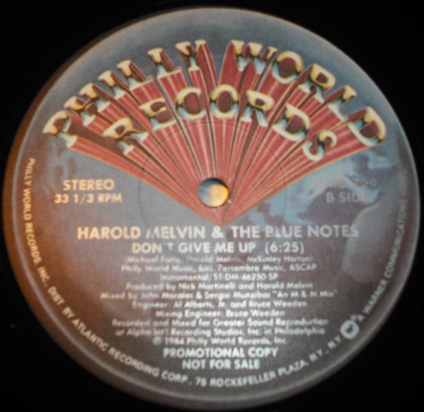 Harold Melvin And The Blue Notes : Don't Give Me Up (12", Promo)