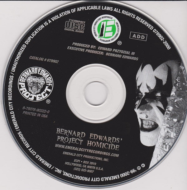 Bernard Edwards' Project Homicide : Bernard Edwards' Project Homicide (CD, Album)
