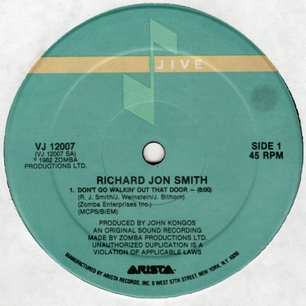 Richard Jon Smith : Don't Go Walkin' Out That Door (12")