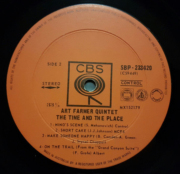Art Farmer Quintet : The Time And The Place (LP, Album)
