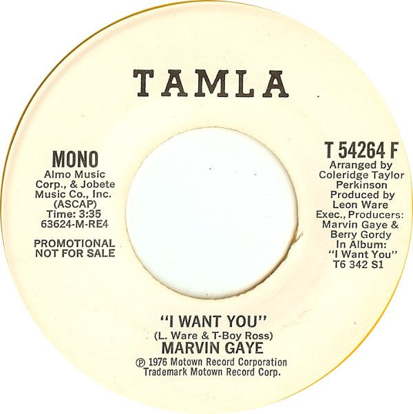 Marvin Gaye : I Want You (7", Promo, Cle)