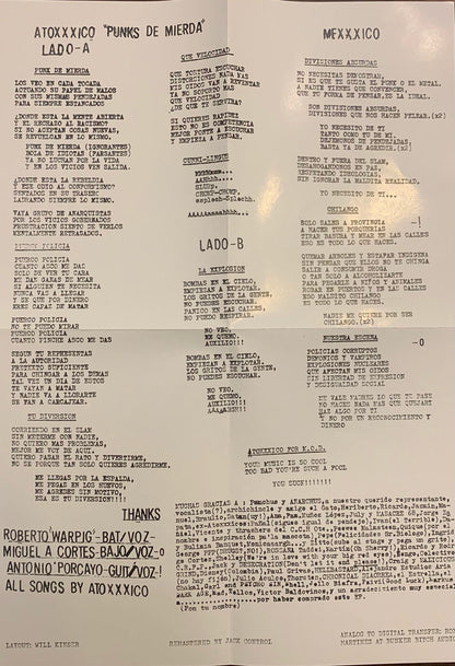 Atoxxxico : Punks De Mierda (7", EP, RE)