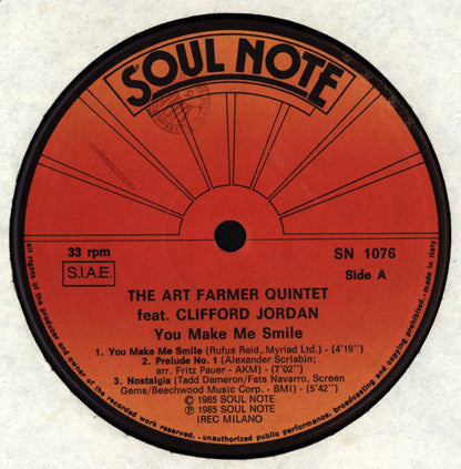 Art Farmer Quintet : You Make Me Smile (LP, Album)