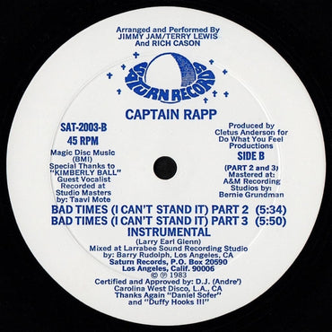 Captain Rapp : Bad Times (I Can't Stand It) (12")