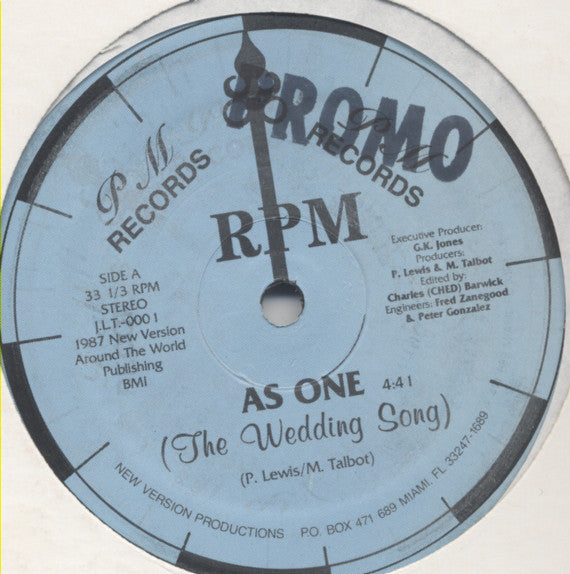 RPM (4) : As One (The Wedding Song) (12")