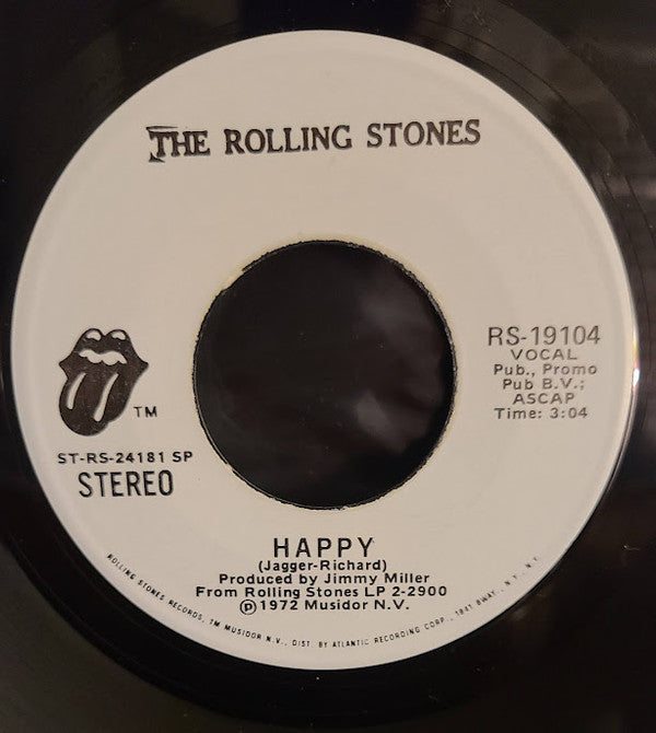 The Rolling Stones : Happy (7", Single, Promo, SP )