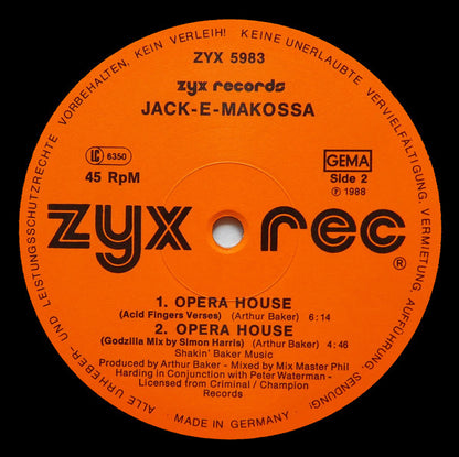 Jack E Makossa : Opera House (Acid Fingers Strikes Again Mix) (12")