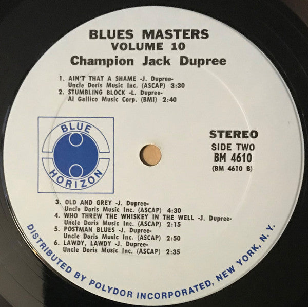 Champion Jack Dupree : Blues Masters  (LP, Album, Ltd)