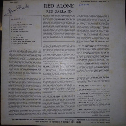 Red Garland : Red Alone - Volume 3 (LP, Album, Mono, Gre)