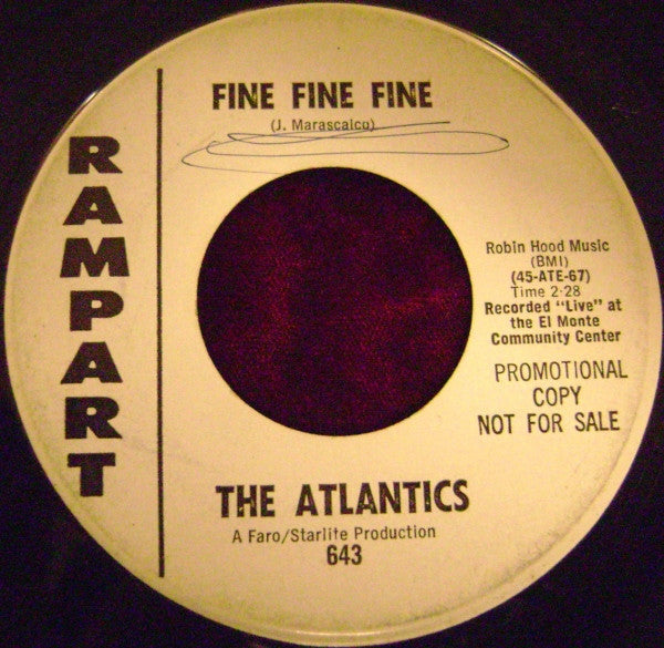 The Atlantics (14) : Fine Fine Fine / Beaver Shot (7", Single, Promo)