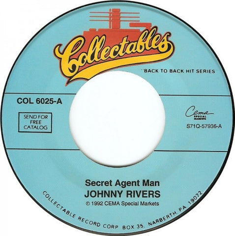 Johnny Rivers : Secret Agent Man / Poor Side Of Town (7", RE)