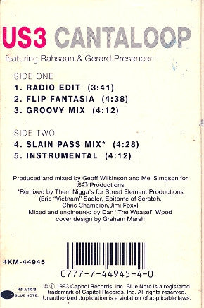 Us3 Featuring Rahsaan & Gerard Presencer : Cantaloop (Cass, Single, Dol)