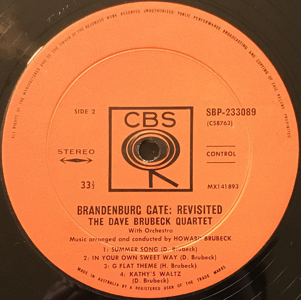 The Dave Brubeck Quartet : Brandenburg Gate: Revisited (LP)