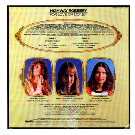 Highway Robbery : For Love Or Money (LP, Album, RE)