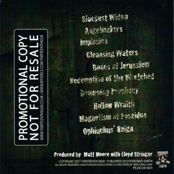 Thirteenth Sign : Rise Of The Black Angel (CDr, Album, Promo)