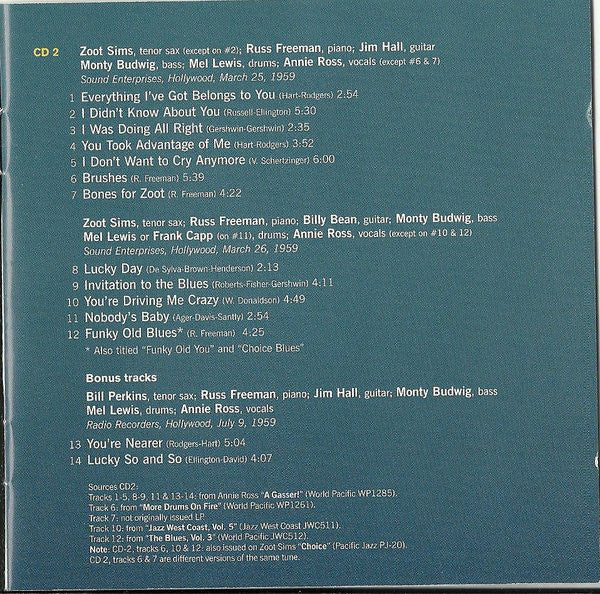 Zoot Sims Meets Lambert, Hendricks & Ross : Los Angeles 1959 (2xCD, Comp)