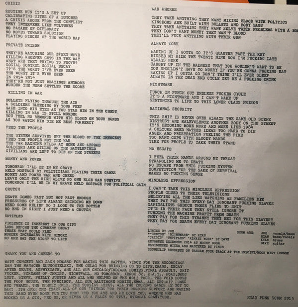 Scum (25) : Scum (LP, Album)