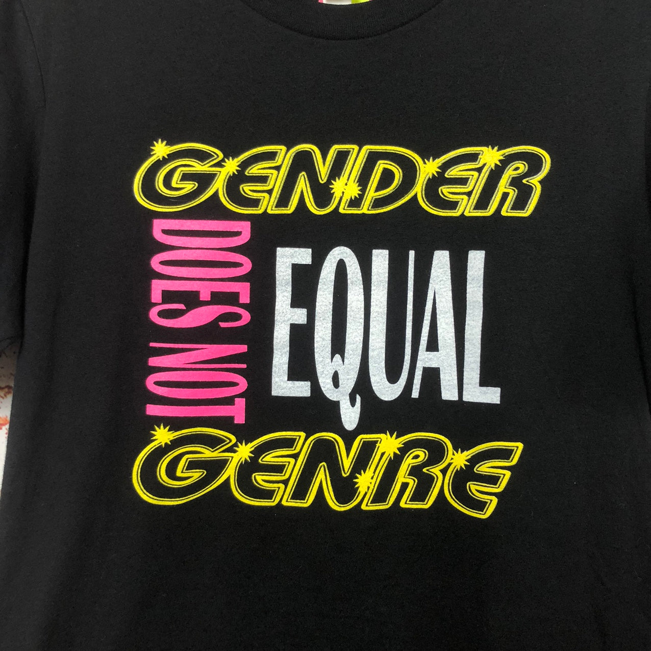 Gender Does Not Equal Genre, used novelty shirt (S)